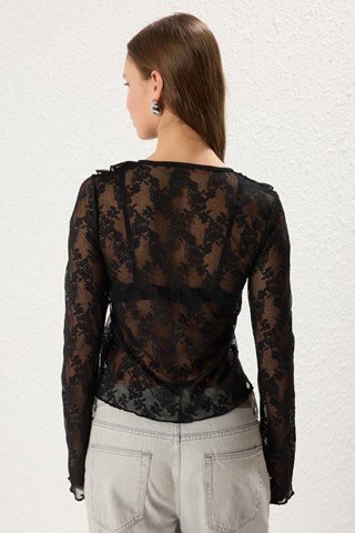 Camicia in pizzo - Nero - Nero