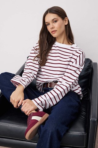 T-shirt a righe - Bianco