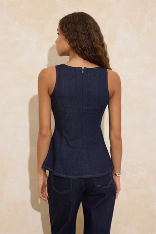 Top senza maniche in jeans - Blu scuro
