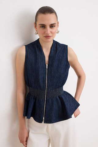 Blusa senza maniche - Blu scuro