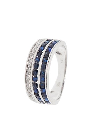 Anello Transcendance - Oro bianco, diamanti e zaffiri