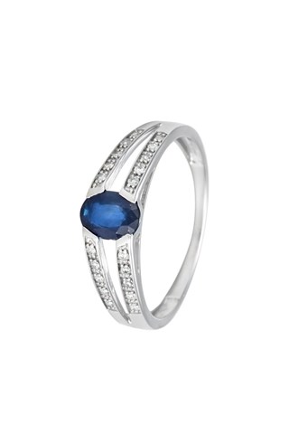 Anello Mon saphir - Oro bianco, diamanti e zaffiro
