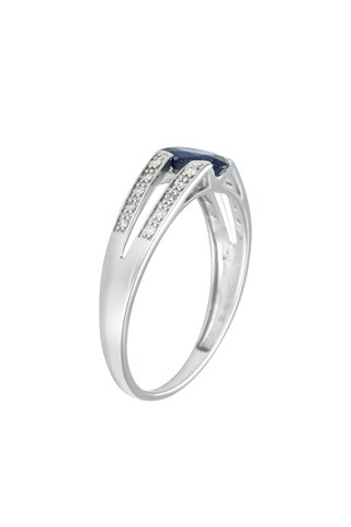 Anello Mon saphir - Oro bianco, diamanti e zaffiro