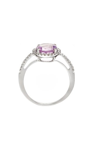 Anello Popi - Oro bianco, diamanti e ametista
