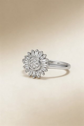 Anello Soleil - Oro bianco e diamanti