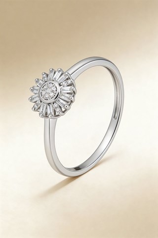 Anello Soleil - Oro bianco e diamanti