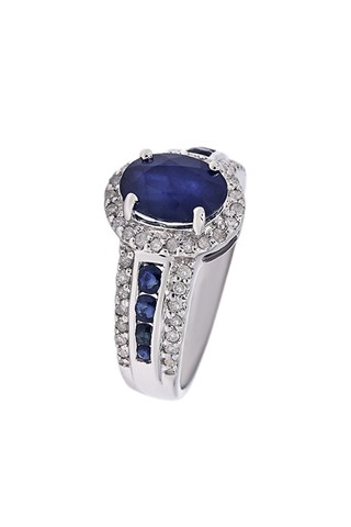 Anello - Oro bianco, diamanti e zaffiri