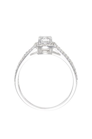 Anello - Oro bianco, diamanti e topazio