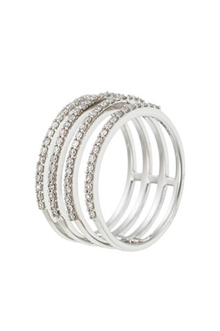 Anello Mes 4 rangs précieux - 
Oro bianco e diamanti