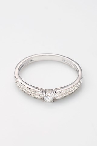Anello Amelia - Oro bianco, diamanti e citrino