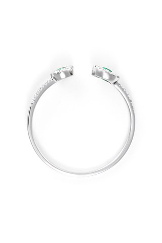 Anello Double Emeraudes - Oro bianco, diamanti e smeraldi