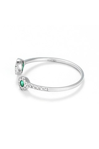 Anello Double Emeraudes - Oro bianco, diamanti e smeraldi